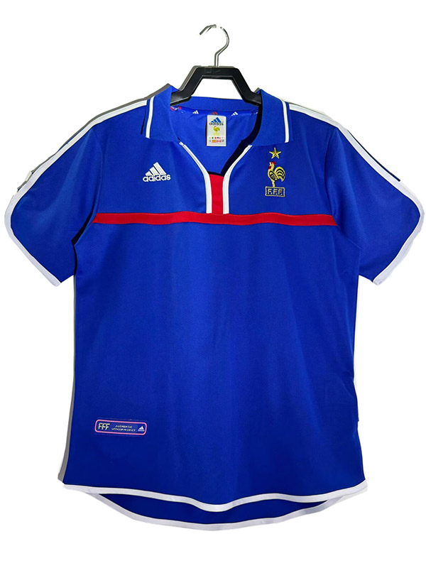 France domicile rétro maillot vintage uniforme de football hommes premiers vêtements de sport football hauts sport chemise 2000